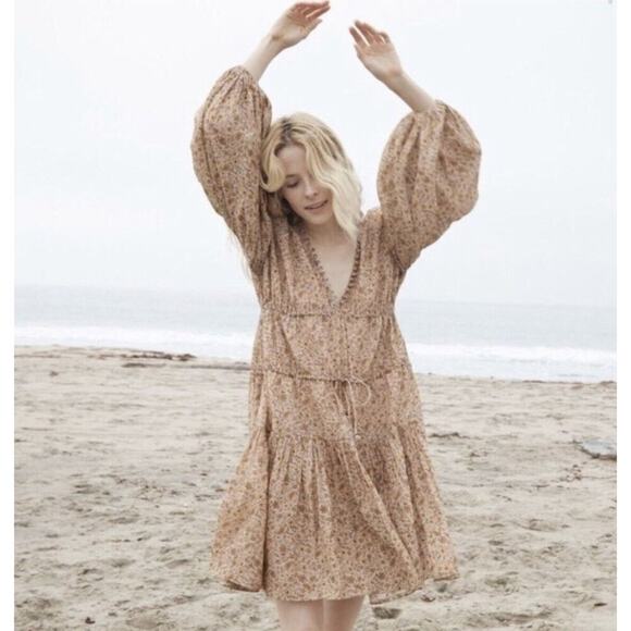 Doen Floral Mini Dress in Brown - Picture 1 of 12